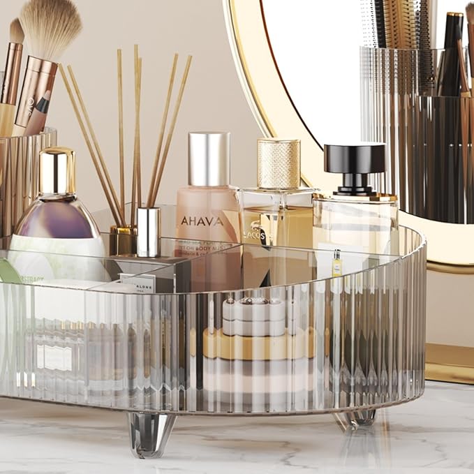 Booklov Roating Makeup Organizer for Vanity, Large Capacity Cosmetic Display Case, Clear Acrylic Countertop Beauty Storage Ho