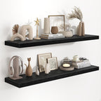 Fun Memories 48 Inch Floating Shelves in Black, 9.3 Inch Deep Floating Shelf for Bathroom Living Room Kitchen, Rusitc Wall Mo