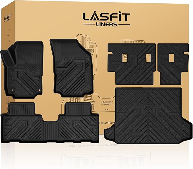 LASFIT Floor Mats & Cargo Liner with Backrest Mat for Chevrolet Chevy Equinox/GMC Terrain 2018-2024 (Not for Equinox EV 2024-2025), All Weather TPE Custom Fit Floor Mats Car Mats Full Set, Black