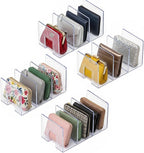 YAGELI Clear Acrylic Purse Organizer for Closet, 3-4 Section Desk File Sorter, 2.95" Wide Slots for Clutches, Handbags, Binde