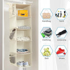 BrilliantJo 5 Shelves Hanging Closet Organizer, 2 Pack Hanging Storage with 6 Side Pockets for Clothes Shoes, 43"x12"x12"(Bei