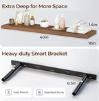 Fun Memories Floating Shelves for Wall 40 Inch Set of 3, Farmhouse Floating Shelves with Invisible Heavy Duty Bracket, 10 Inc
