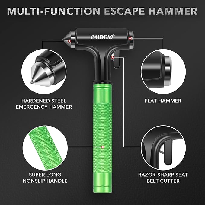 Car Safety Hammer, Car Glass Breaker with Seat Belt Cutter, Automotive Escape Tool, Metal Window Breaker, Emergecy Safety Ham