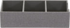 Household Essentials Grey 727-1 Deep 3 Section Drawer Organizer Box for Storage | 12 in x 6.13 in x 3.13