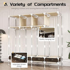 Portable Wardrobe with 4 Drawers, 4 Hanging Rods - 67" Tall Sweater Organizer, Sturdy Easy Temporary Bedroom Wardrobe Organiz