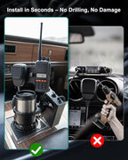 Universal Cup Holder Expander Mount for Satellite Radio CB Mic and Walkie Talkie, 3-in-1 Car Organizer Hanger, 2.6-3.5In Adju