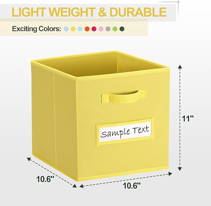 artsdi 11x11 storage cube bins (Set of 10) Foldable Fabric storage cubes with 10 Labels Window Cards & a Pen,11 inch cube sto
