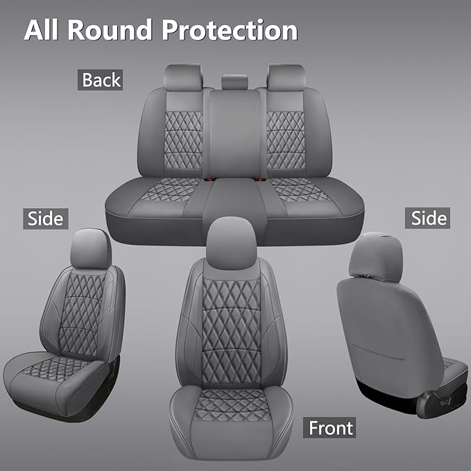 NS YOLO Leather Car Seat Covers,Universal Fit for Most Cars,SUVs and Sedans,Waterproof Luxury Leatherette Cushions, 5 Seats P