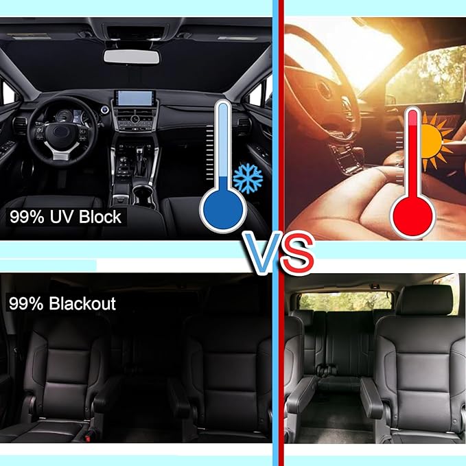 KMF 8pcs Full Window Sun Shades Custom Fit for Kia Sorento 2016-2020 Accessories, Sun Visor Privacy Car Window Covers Sunshade for Windshield Side Rear, UV Block and Blackout for Car Camping/Outdoor