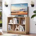 Joaxswe 6 Cube Storage Book Shelf, 40" Wide Low Horizontal Bookcase with Curved Edge, Floor Standing 2-Tier Wooden Bookshelf 