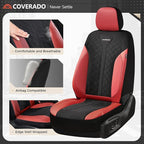 Coverado Car Seat Covers for Front Seats, Waterproof Automotive Seat Protectors 2-Pack, Leather & Mesh Driver Protectors Univ