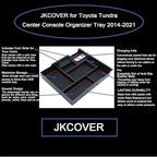 JKCOVER Compatible with Center Console Organizer Tray Toyota Tundra 2014 2015 2016 2017 2018 2019 2020 2021 Tundra Accessories,Insert ABS Black Materials Armrest Box Secondary Storage (RED Trim)