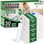 Vacuum Storage Bags,30Pack Vacuum Seal Bags for Clothing,Travel,Clothes,Comforters,Blankets,Pillows-6 Jumbo+6 Large+6 Medium+