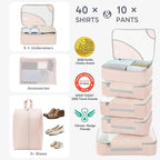 10 Set Packing Cubes for Travel, Gifts for Women Mom,Anti-Tearing Suitcase Organizer for Luggage with Shoe & Hanging Toiletry