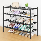 Smiry Shoe Rack, 4 Tier Long Bamboo Shoe Organizer, Stackable Free Standing Wooden Shoe Storage Shelf for Closet, Entryway, F