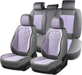 Coverado Seat Covers Full Set, Waterproof Nappa Leather Seat Covers for Cars, 5 Seats Universal Car Seat Protectors, Gray and