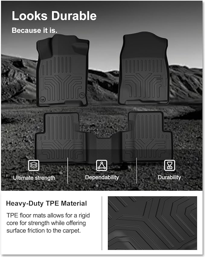 KIWI MASTER Floor Mats for 2016-2021 Honda Civic, Custom Fit All Weather Car Mats, Heavy Duty TPE Floor Liners, Front & Rear 2 Row, Black