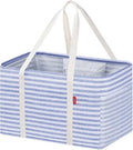 LHZK Standing Utility Tote Bag with Metal Wire Frame and the Sides Rinforced, Large Tote Bag with Handle, Reusable Grocery
