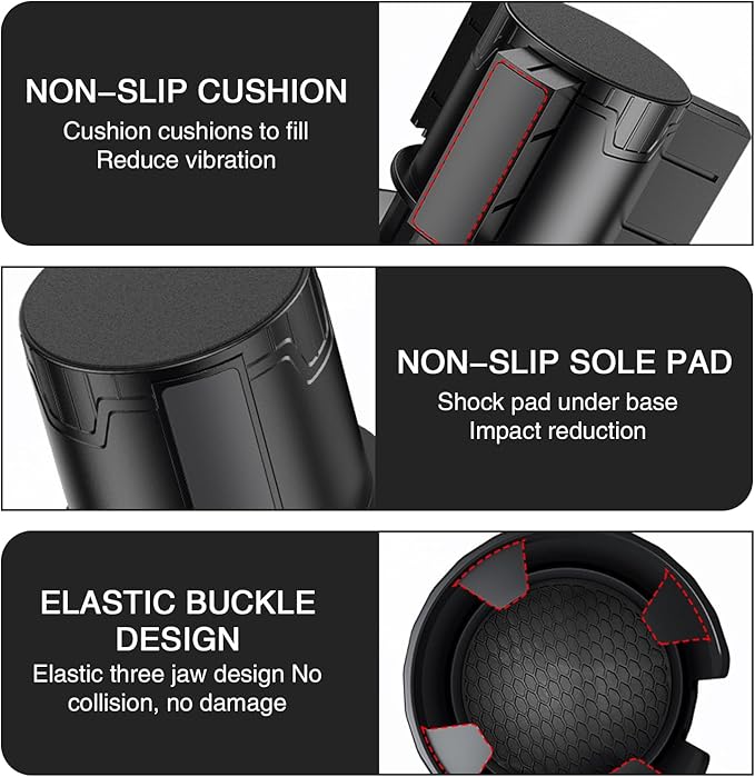 QODOLSI Pack-1 Car Conversion Cup Holder, Within 4.13" Drink Stand from Small to Large Cups Mouth, Rotatable Adjustable Base with Anti-Slip Pad, Universal Plug-and-Play Cup Holder for Cars (Black)