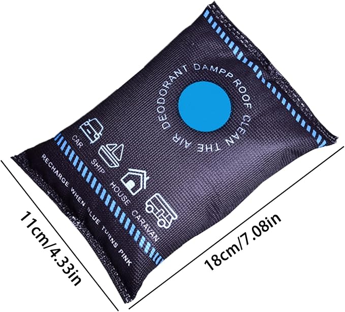 Car Interior Dehumidifier - Leak Proof Silicone Pellets Desiccant | Quick Reactivation Reusable Desiccant Envelopes, for