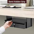 Under Desk Drawer 15.7" x 11.8" x 4.3", Under Desk Pull Out Drawer with Lock and Keys, 4.3” & 7.5” Optional Bracket Height, S