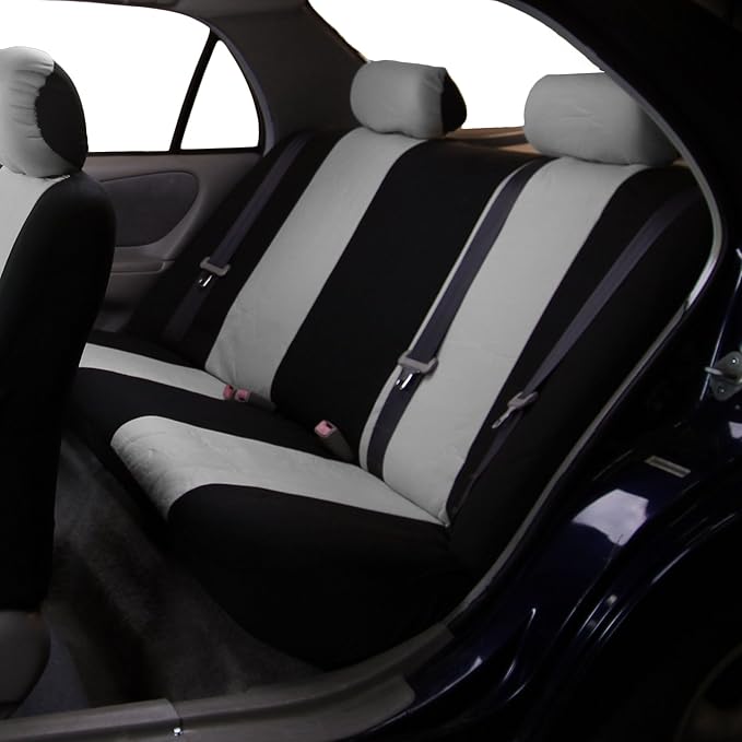 FH Group Flat Cloth Full Set Car Seat Covers Three Row 7 Seater - Universal Fit for Cars, Trucks & SUVs Gray