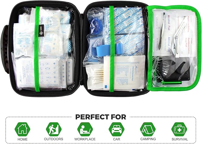 SHBC Waterproof First Aid Kit (228pcs) with All Basic or Advanced Supplies You Need. Suitable for Emergencies at Home or Outs
