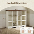 OffiGo 12 Cube Organizer Bookcase, Modern Farmhouse Open Shelf for Storage Bins & Decor, Display Bookshelf Console Closet for