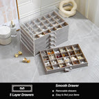YUFONG Earring Storage Box Organizer, Acrylic Jewelry Storage Box Holder 5 Drawers Transparent Jewelry Display Stand with 120