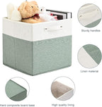 FinishingBo 13 x 13 Inch Fine Linen Storage Bins with Handles，Fabric Cube Boxs，Basket Organizers for Shelves for Home, Closet