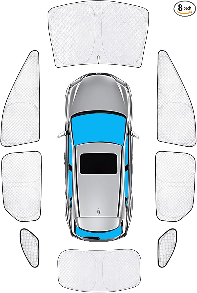 KMF 8pcs Thicken Full Sun Shades for Lexus RX 2016-2022 Accessories RX350/RX 450h, Custom Fit Car Window Covers Sunshade for Windshield Side Rear, UV Block and Privacy Blackout for Car Camping