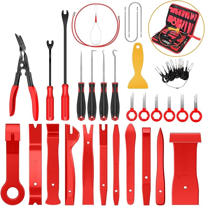 GOOACC 40Pcs Trim Removal Tool,Auto Terminal Removal Key Tool,Auto Clip Pliers Stereo Removal Tools,Car Upholstery Repair Rem