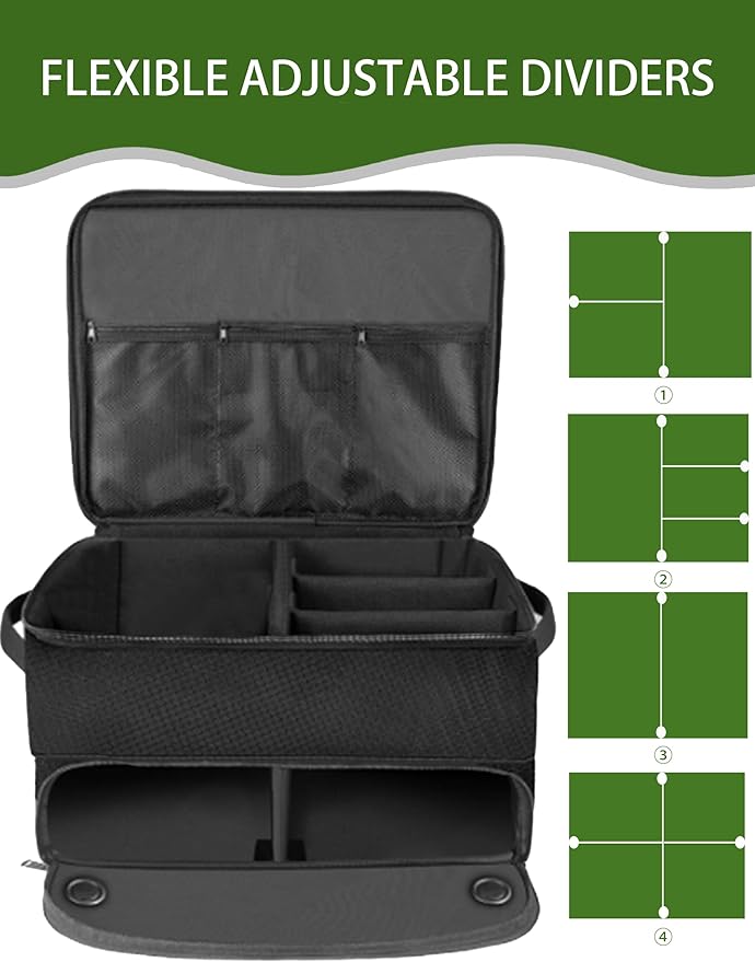 CAMPLAND 2 Layer Trunk Organizer, Waterproof Car Locker for 2 Pair Shoes, Durable Trunk Storage for Balls, Tees, Clothes,