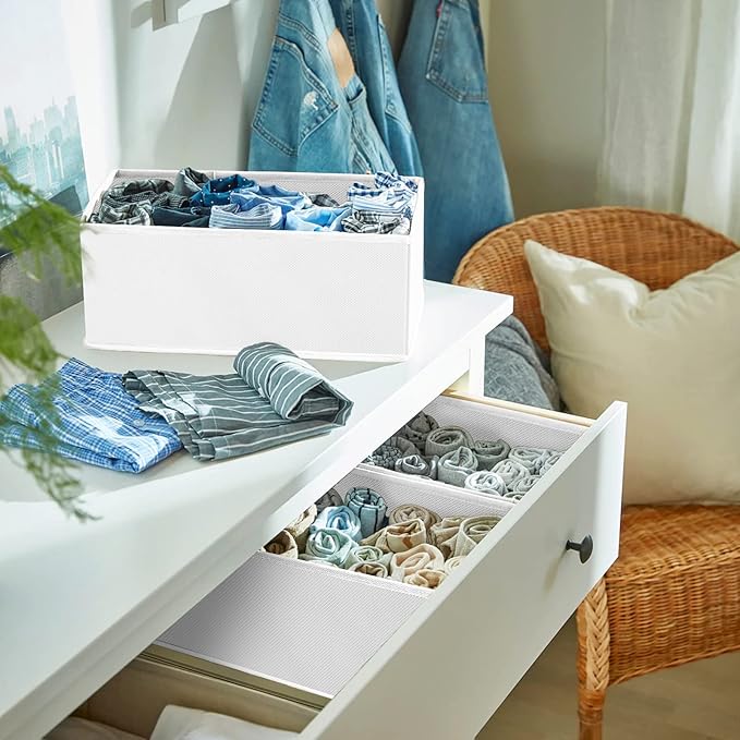 Criusia 6 Pack Clothes Drawer Organizer, Fabric Foldable Closet Dresser Drawer Organizer for Clothing, Bra Sock Underwear Dra