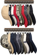 Mkono Hat Rack for Wall Wooden Baseball Caps Organizer with 20 Hooks Rustic Cowboy Hanger Mounted Hats Display Closet Bedroom