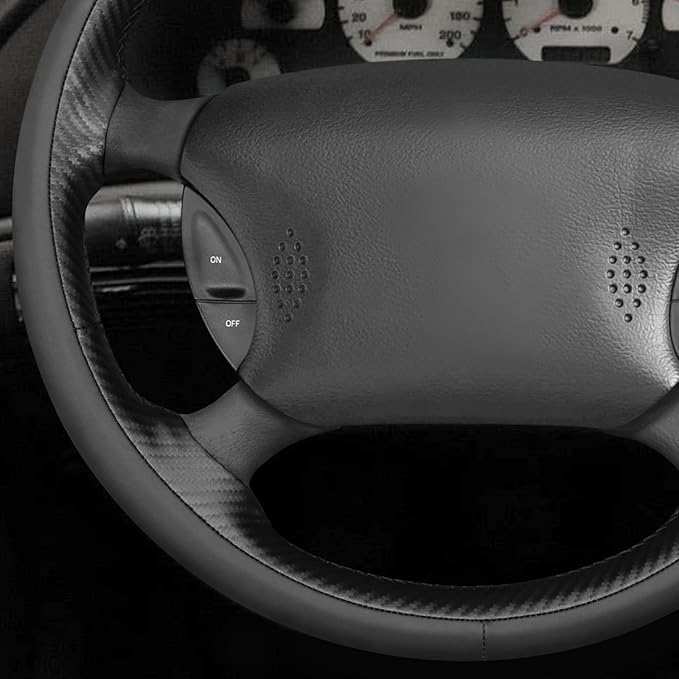 MEWANT Hand Sewn 3D Style Steering Wheel Cover Wrap for Ford Mustang 1994-2004 Steering Wheel Accessories for Ford Mustang 1994-2004
