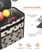 Capolo Car Trash Can with Lid, Leakproof Car Trash Bag Hanging Waterproof Automotive Garbage Can with Storage Pockets Mini Vehicle Trash Bin for Back/Front Seat(Black Flower,3 Gallon)