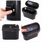 Ginsco Mini Car Trash Can with Lid, Small Car Garbage Can, Cute Leakproof ABS Car Trash Bin, Car Accessories for Interior, Garbage Bin for Car, Home, Office with 60pcs Trash Bags Carbon Fibre
