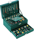 QBestry Jewelry Box for Women with Drawer, 3-Layer Large Jewelry Organizer with Lock & Key, 8 Necklace Hooks & 56 Earring Hol