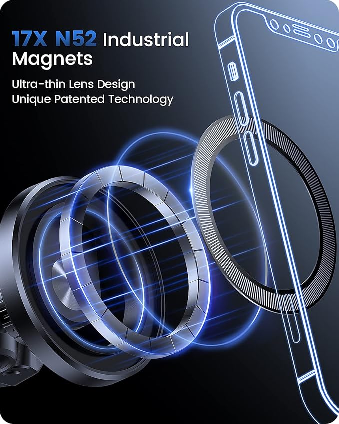 OQTIQ for MagSafe CD Phone Mount[Hollow Ring Design] Magnetic Phone Holder for Car CD Phone Holder Mount for iPhone 16 15 14 13 Pro Max Mini Plus MagSafe Case All Phones