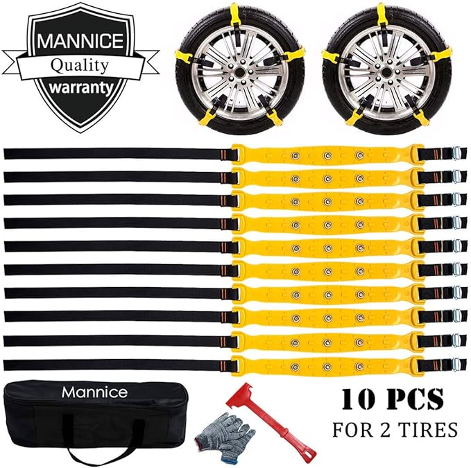 Snow Chains for SUV Car Anti Slip Adjustable Universal Emergency Thickening Anti Skid Tire Chain,Winter Driving Security Chai