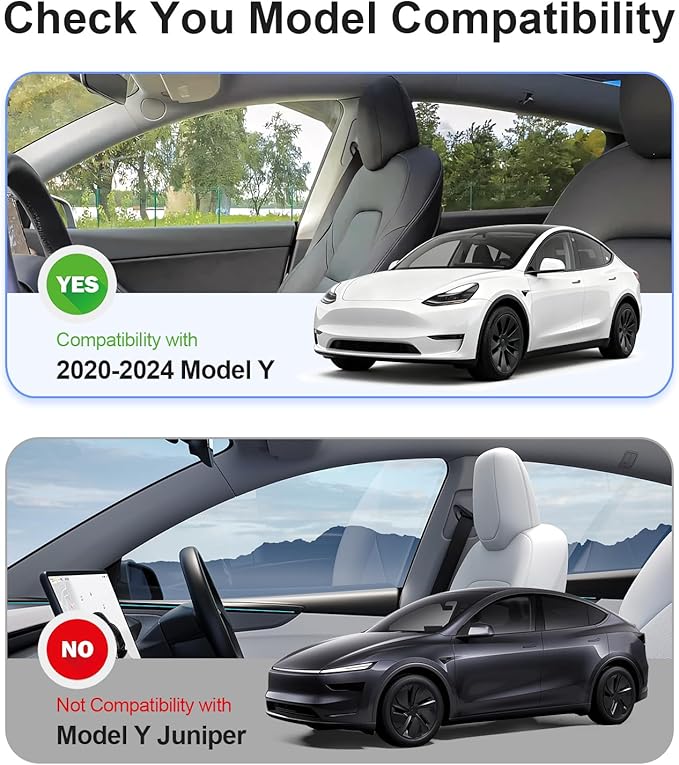 Tesla Model Y 2020-2024 Side Window Shades, Clear Front Half-Window & Semi-Transparent Rear Covers, Static Cling Easy Install, Glare Reduction & Daytime Privacy, Not for 2025-2026 Juniper