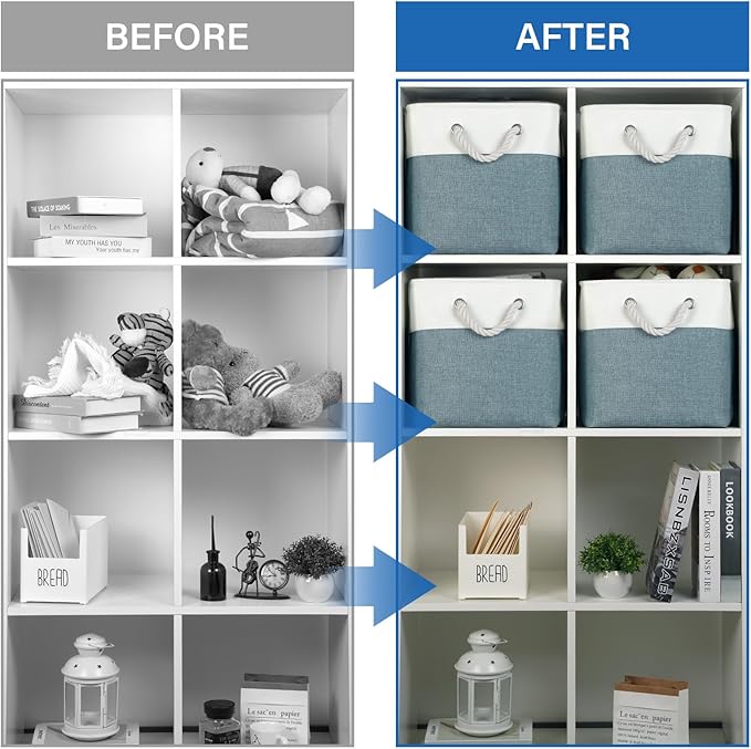 Temary 12 Inch Cube Storage Baskets 4 Pack Fabric Storage Bin for Organizing, Shelf Baskets for Home Office Closet, Collapsib