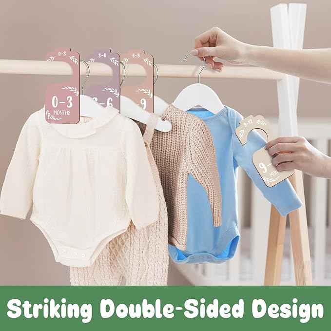 Wooden Baby Closet Dividers for Baby Clothes Organizer,Colorful Baby Closet Organizer For Nursery Decor,Baby Clothes Dividers