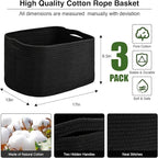 ICERZCZ Large Storage Baskets for Organizing Shelves, Woven Cotton Rope Bins for Baby Nursery Organization, Book Toy Towel Or