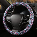 Floral Print Steering Wheel Cover with Silicone Inner Ring, Non-Toxic, Odorless Silicone Leather with Non-Fading Pattern for 