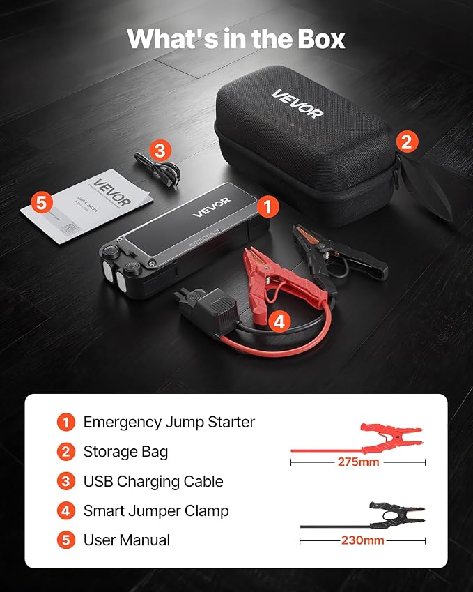 VEVOR Jump Starter, 4000A Peak, Car Jumper Starter Battery Pack, 12V Portable Lithium Battery Booster, Jump Box Power Bank