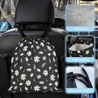 Daisy Flower Car Trash Bag - Waterproof Car Trash Bag Hanging Leakproof Car Garbage Bag - Washable Reusable Trash Bag for Car Interior Hanging Organizer Storage Vehicle Travelling Camping