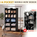 Ofiray-home 5 Tier Hanging Closet Organizer, 14 Compartments Sweater Organizer for Closet with 3 Sturdy Hooks, Closet Organiz