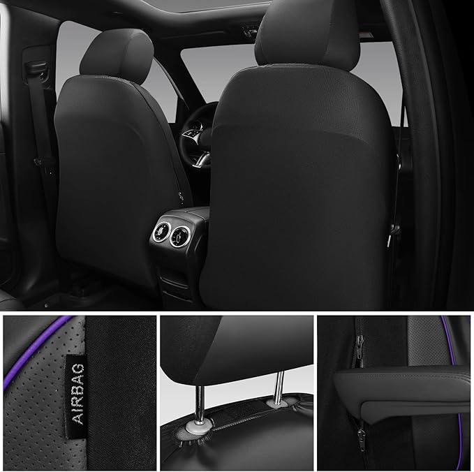 CAR PASS 3D Foam PU Leather Car Seat Covers, Universal Seat Covers Front 2 for Trucks SUV Sedan Automotive Seat Covers Armres
